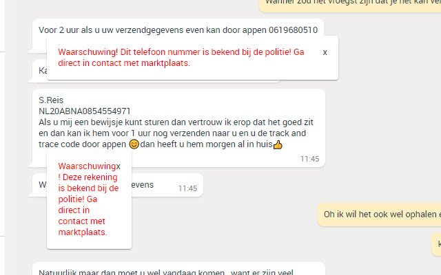 Marktplaats Anti Scam  from Chrome web store to be run with OffiDocs Chromium online