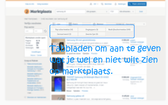 Marktplaats zonder spam  from Chrome web store to be run with OffiDocs Chromium online