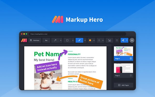 Markup Hero מחנות האינטרנט של Chrome להפעלה עם OffiDocs Chromium באינטרנט
