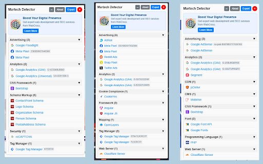 Martech Detector  from Chrome web store to be run with OffiDocs Chromium online