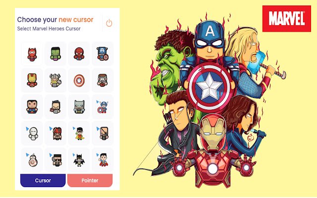 Marvel Chibi Cursor ze sklepu internetowego Chrome do uruchomienia z OffiDocs Chromium online