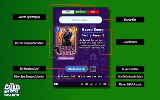 Marvel SNAP Search  from Chrome web store to be run with OffiDocs Chromium online