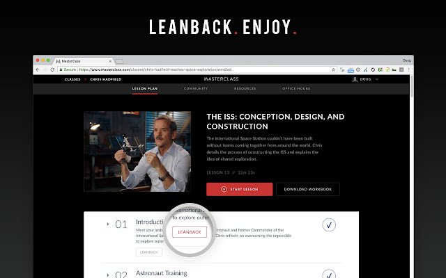 MasterClass LeanBack din magazinul web Chrome va fi rulat cu OffiDocs Chromium online