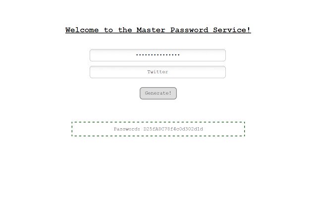 Il servizio Master Password dal negozio web di Chrome può essere eseguito con OffiDocs Chromium online