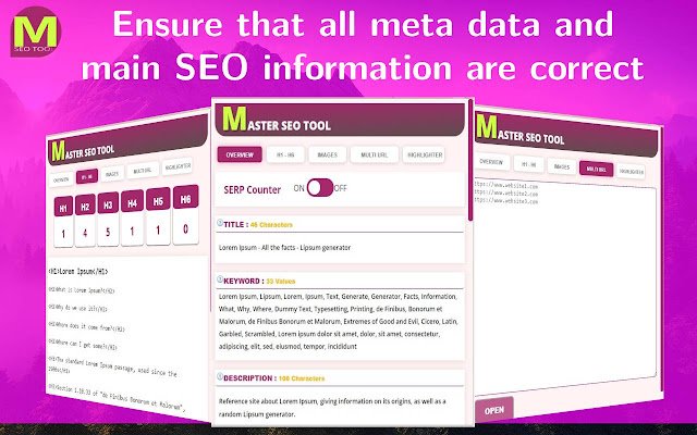 เครื่องมือ MASTER SEO ฟรี SERP Checker SEO META จาก Chrome เว็บสโตร์ที่จะรันด้วย OffiDocs Chromium ออนไลน์