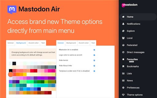 Mastodon Air  from Chrome web store to be run with OffiDocs Chromium online