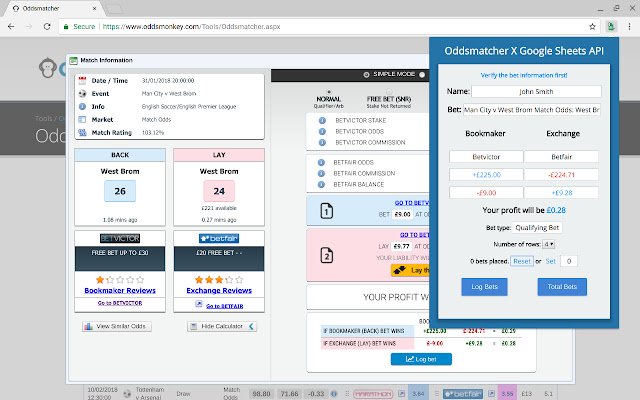 Matched Betting Logger จาก Chrome เว็บสโตร์เพื่อใช้งานร่วมกับ OffiDocs Chromium ออนไลน์