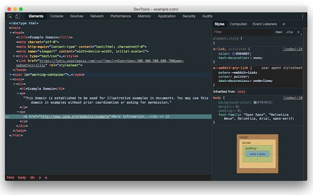 Material DevTools Theme  from Chrome web store to be run with OffiDocs Chromium online