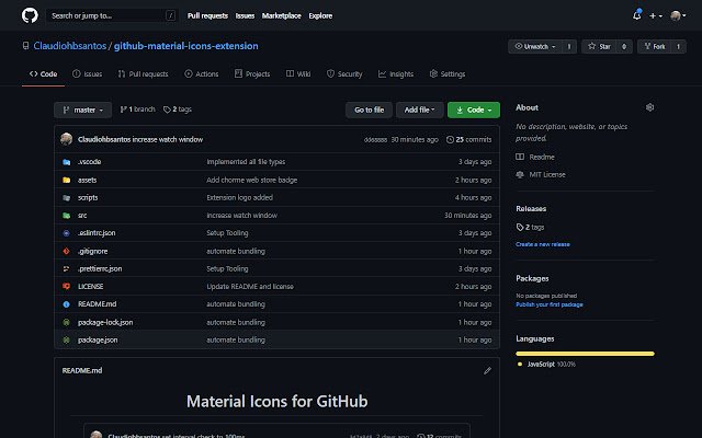 Material Icons for GitHub  from Chrome web store to be run with OffiDocs Chromium online