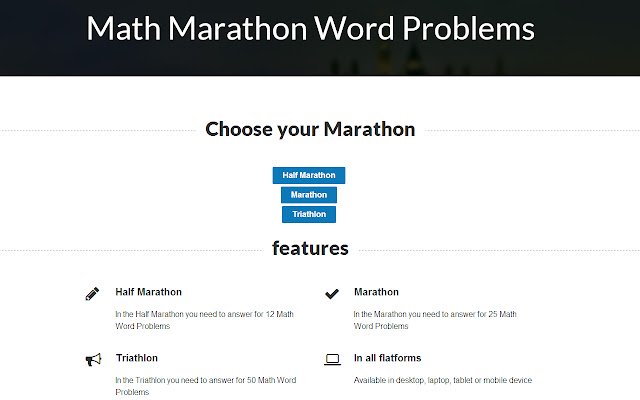 Math Marathon Word Problems  from Chrome web store to be run with OffiDocs Chromium online