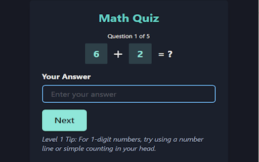 Math Quiz Extension  from Chrome web store to be run with OffiDocs Chromium online