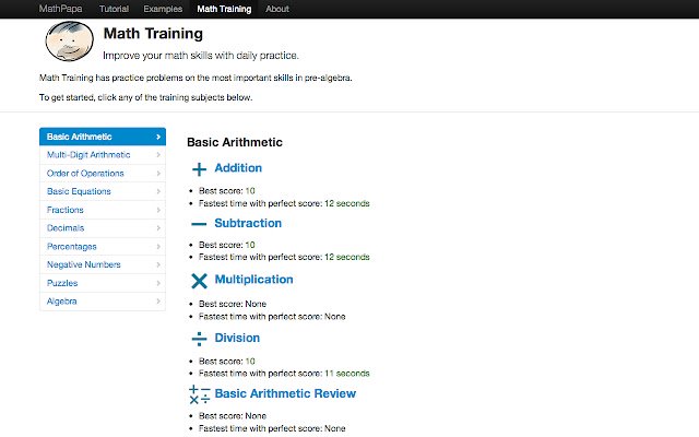 Math Training by MathPapa.com  from Chrome web store to be run with OffiDocs Chromium online