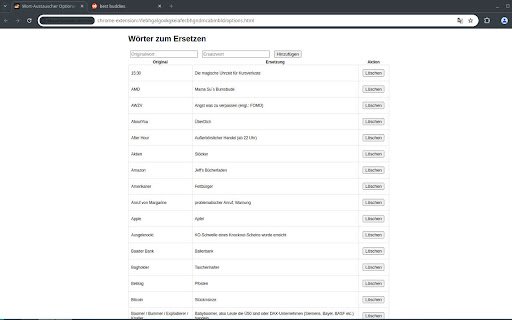 Mauerstrassen Wetten Wort Ersetzer  from Chrome web store to be run with OffiDocs Chromium online