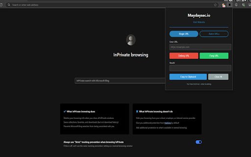 Maydaysec.io URL De/fanger  from Chrome web store to be run with OffiDocs Chromium online