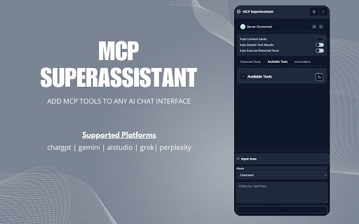 MCP SuperAssistant  from Chrome web store to be run with OffiDocs Chromium online