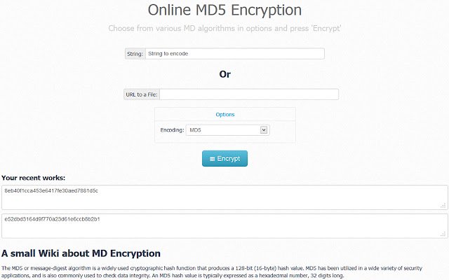 Chrome 网上商店的 MD5 加密器将与 OffiDocs Chromium 在线运行