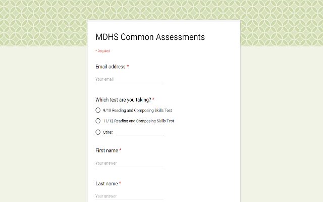 MDHS Common Assessments dal Chrome Web Store da eseguire con OffiDocs Chromium online