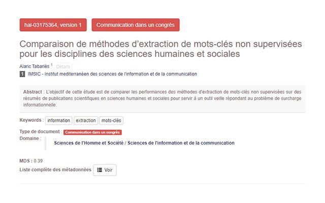 MDS pour HAL  from Chrome web store to be run with OffiDocs Chromium online