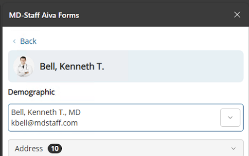 MD Staff Aiva Forms from Chrome web store to be run with OffiDocs Chromium online MD Staff Aiva Forms from Chrome web store to be run with OffiDocs Chromium online