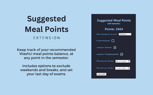 Meal Points Suggester  from Chrome web store to be run with OffiDocs Chromium online