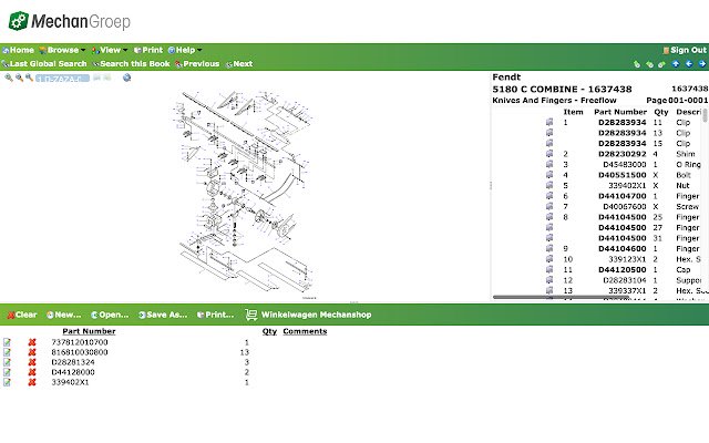 Mechan Groep Partsbook Extension mula sa Chrome web store na tatakbo sa OffiDocs Chromium online