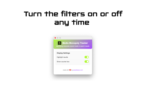 Media Monopoly Tracker  from Chrome web store to be run with OffiDocs Chromium online