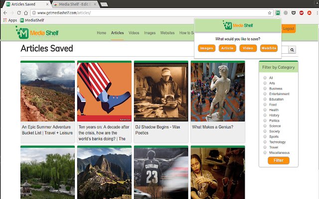 Media Shelf  from Chrome web store to be run with OffiDocs Chromium online