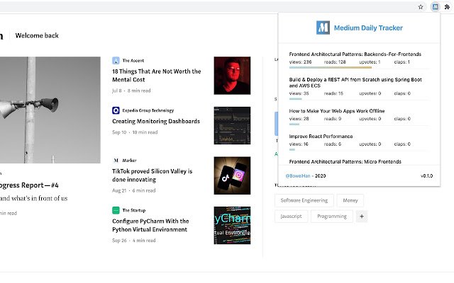 Medium Daily Tracker  from Chrome web store to be run with OffiDocs Chromium online