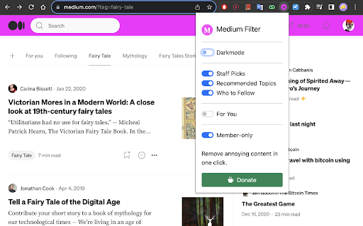 Medium Filter — Read without distractions  from Chrome web store to be run with OffiDocs Chromium online