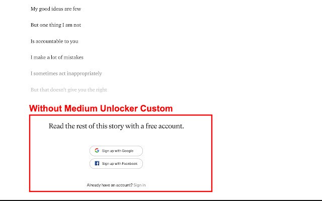 Medium Unlocker Custom  from Chrome web store to be run with OffiDocs Chromium online