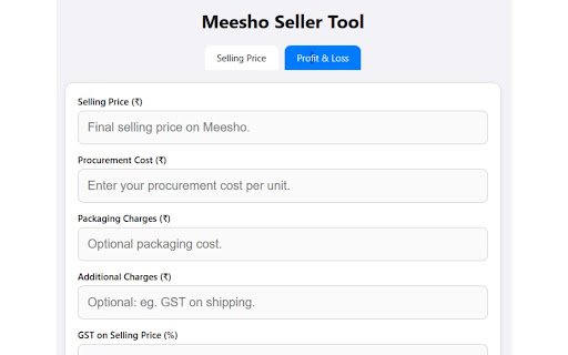 Meesho Profit  Loss Calculator  from Chrome web store to be run with OffiDocs Chromium online