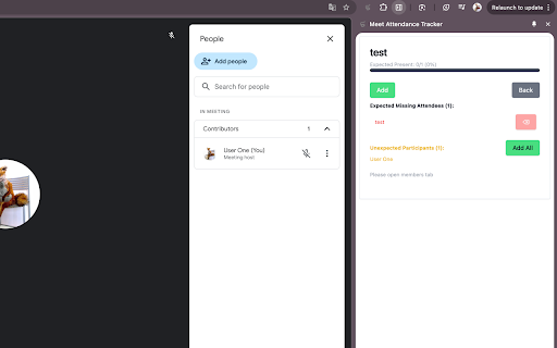Meet Attendance Tracker  from Chrome web store to be run with OffiDocs Chromium online