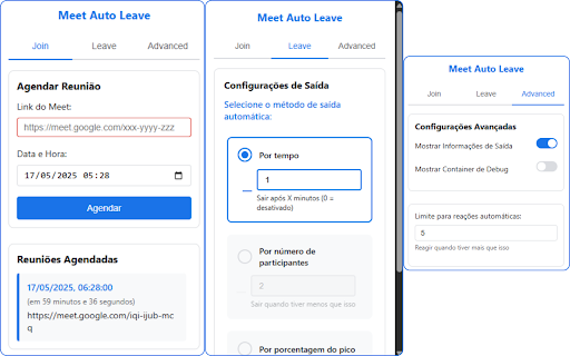 Meet Auto Leave  from Chrome web store to be run with OffiDocs Chromium online