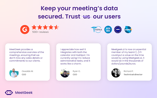 MeetGeek: AI Meeting Notes, Transcripts  Screen Recording  from Chrome web store to be run with OffiDocs Chromium online