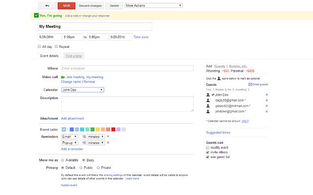 MeetingCostAddon uit de Chrome-webwinkel voor gebruik met OffiDocs Chromium online