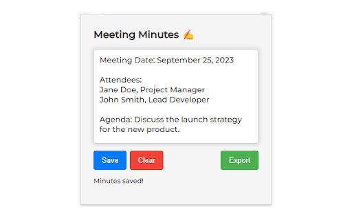 Meeting Minutes  from Chrome web store to be run with OffiDocs Chromium online