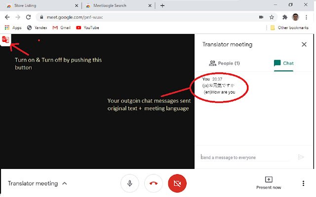 Meeting Translator  from Chrome web store to be run with OffiDocs Chromium online