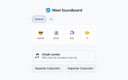Meet Soundboard  from Chrome web store to be run with OffiDocs Chromium online