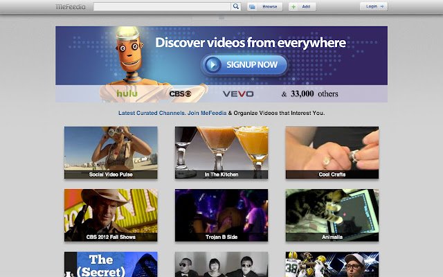 MeFeedia  from Chrome web store to be run with OffiDocs Chromium online