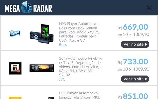 Mega Radar  from Chrome web store to be run with OffiDocs Chromium online