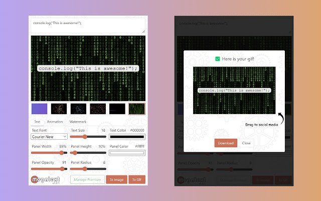 ক্রোম ওয়েব স্টোর থেকে মেগাটেক্সট অনলাইনে OffiDocs Chromium এর সাথে চালানো হবে