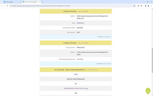 Melissa All In One Lookup  from Chrome web store to be run with OffiDocs Chromium online