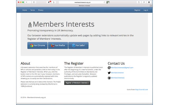 Members Interests  from Chrome web store to be run with OffiDocs Chromium online
