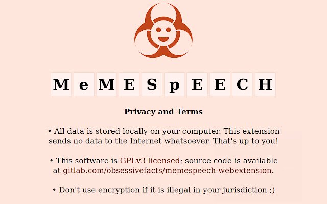 Memespeech  from Chrome web store to be run with OffiDocs Chromium online