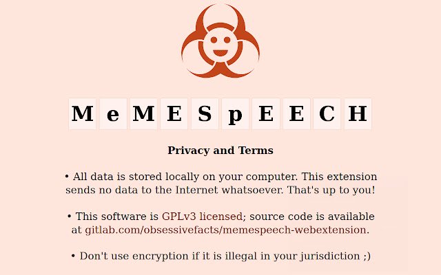 Chrome 웹 스토어의 Memespeech는 OffiDocs Chromium 온라인에서 실행됩니다.