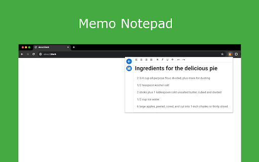 Memo Notepad  from Chrome web store to be run with OffiDocs Chromium online