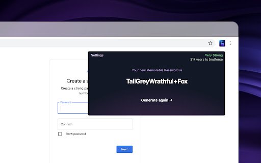 Memorable Password Generator  from Chrome web store to be run with OffiDocs Chromium online
