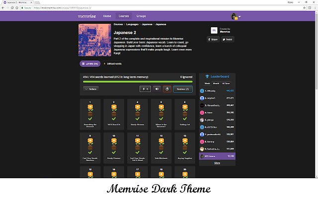Memrise Dark Theme  from Chrome web store to be run with OffiDocs Chromium online