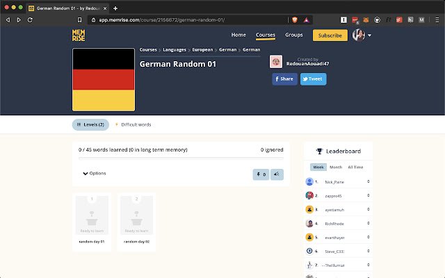 Memrise Export  from Chrome web store to be run with OffiDocs Chromium online