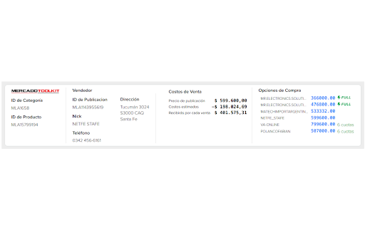 MercadoLibre Herramientas con IA  from Chrome web store to be run with OffiDocs Chromium online